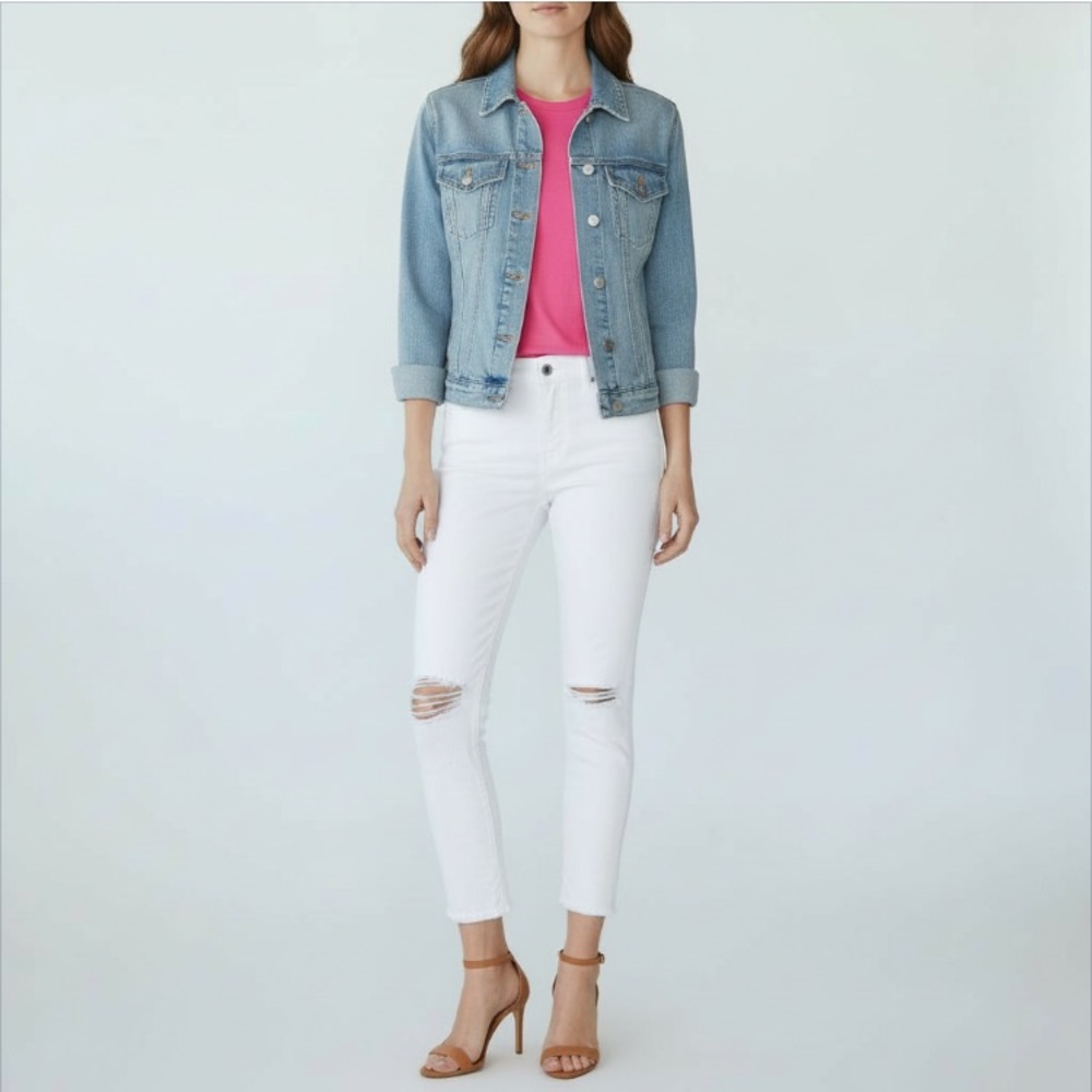 J Brand 9326 Low Rise Crop Distressed Destroyed Bohemian White Skinny Jeans